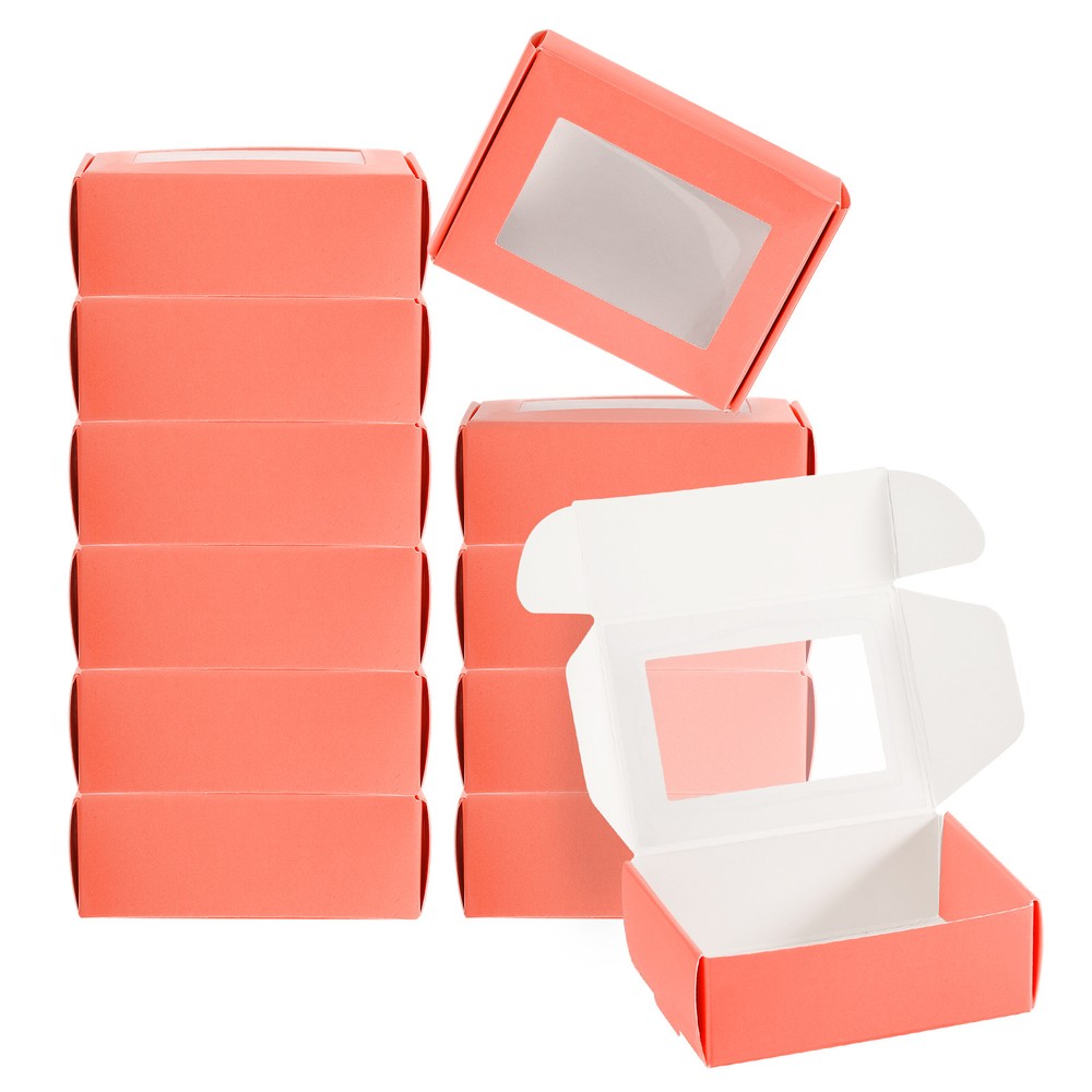 3.3x2.4x1.2" Paper Soap Box with Window, 40 Pack Soap Boxes Rectangle, Pink