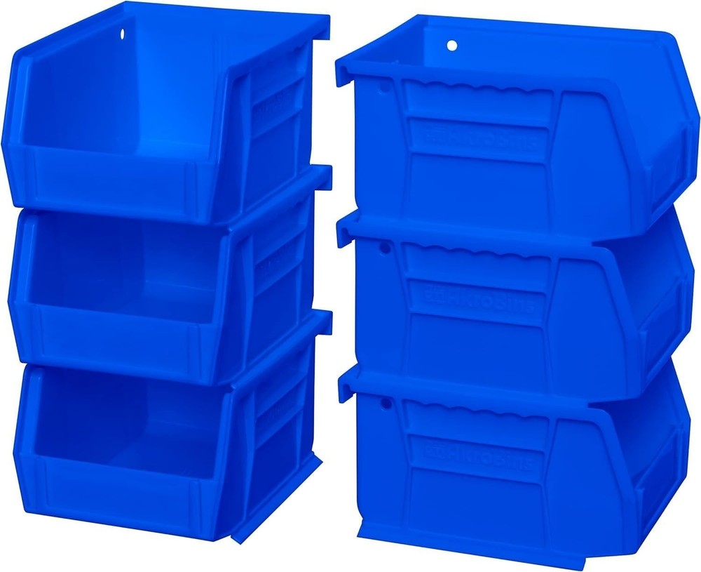 6-Pack Stackable Storage Bins 5x4x3 - Durable Multi-Purpose Organizers in Blue