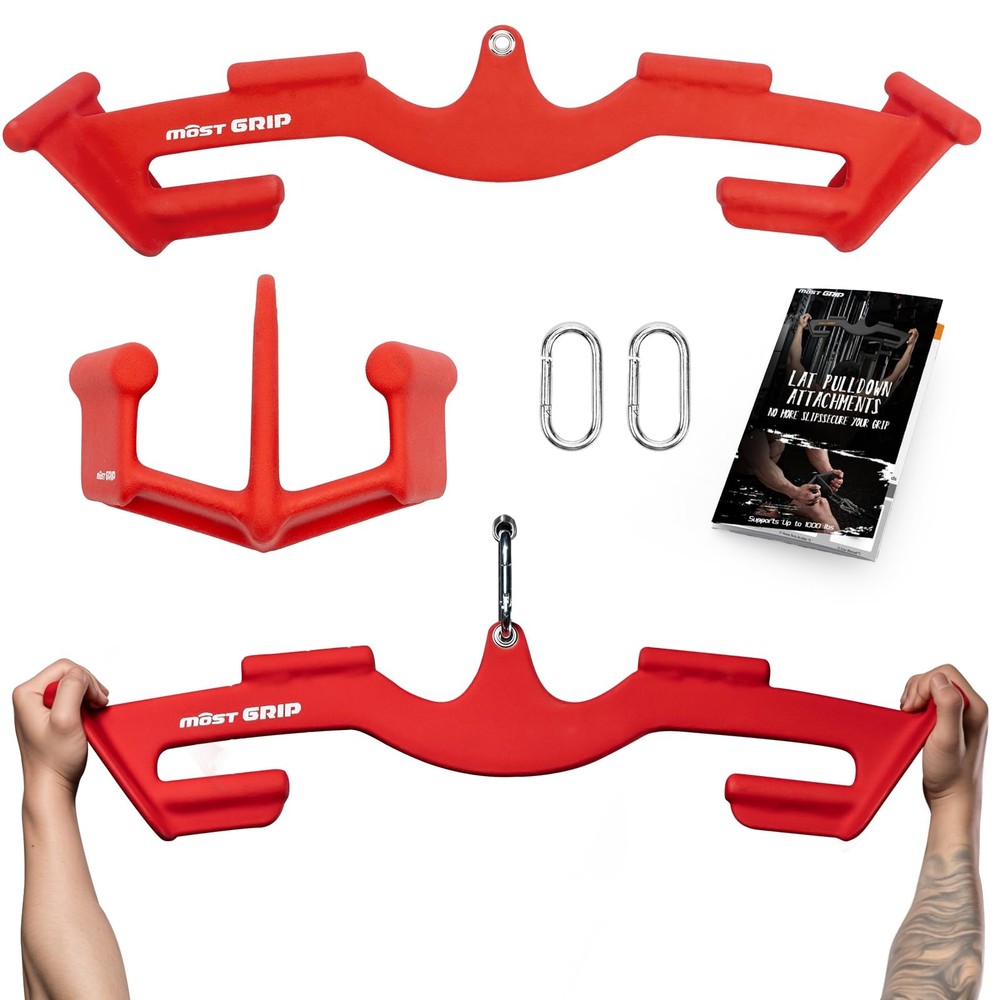 MOST GRIP LAT Pull Down Bars Set, Triangular Stability Pulldown Ruby Red