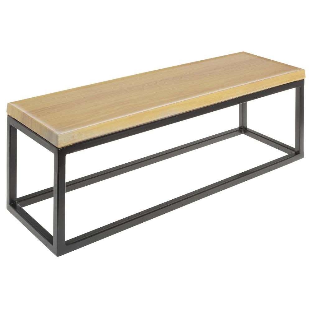 HUBERT® Black Display Riser with Butcher Block Top - 7"H