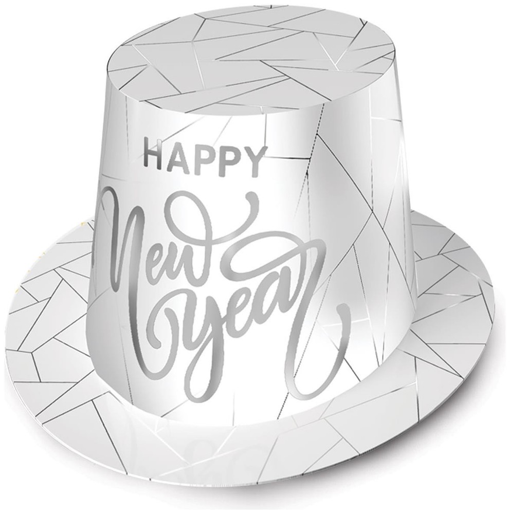 White New Year Silver Hi-Hat - Beistle