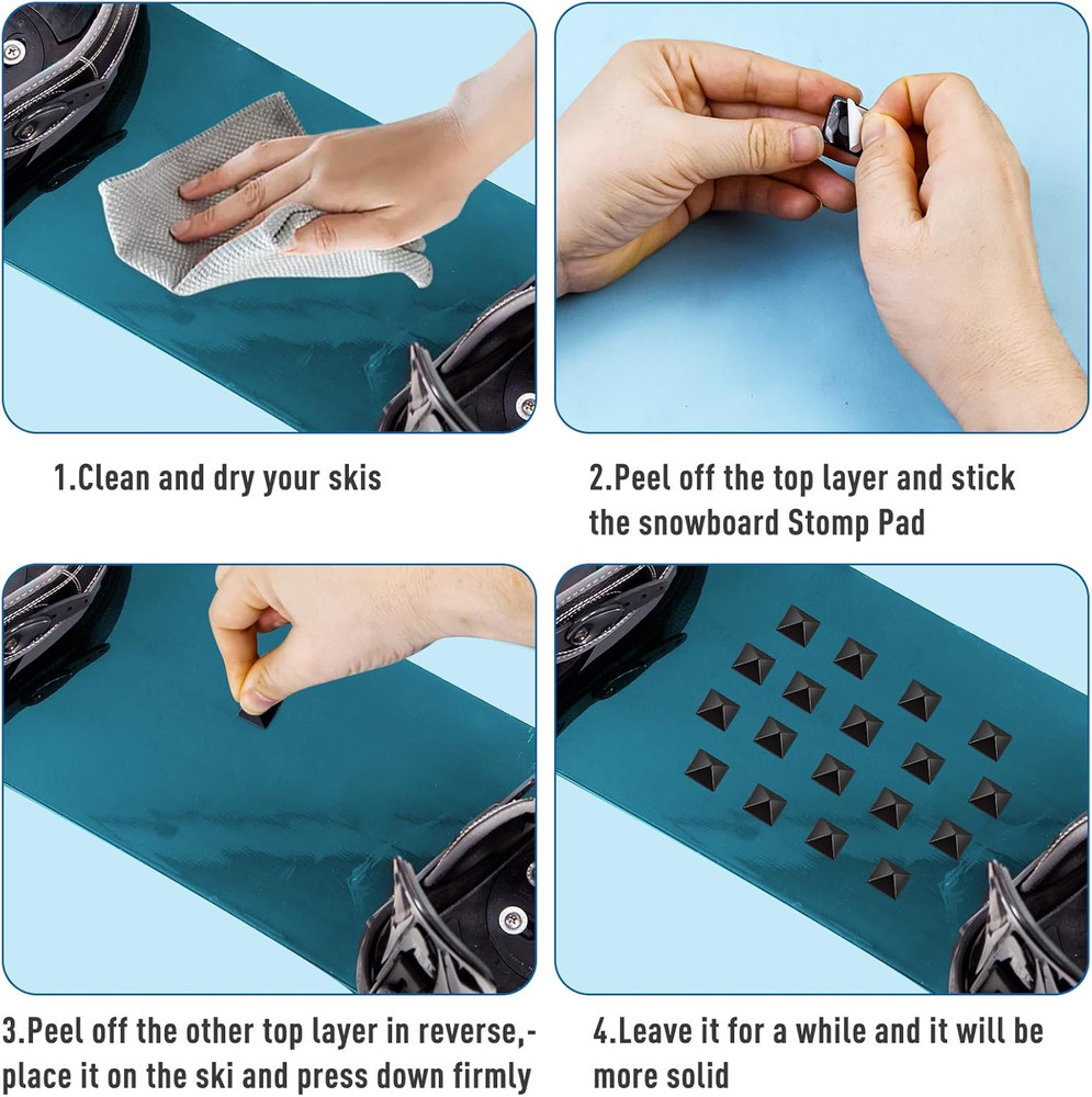 36Pcs Self-Adhesive Snowboard Stomp Pad Pyramid Studs for Enhanced Grip