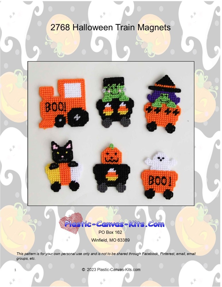 Halloween Train Magnets-Plastic Canvas Pattern or Kit