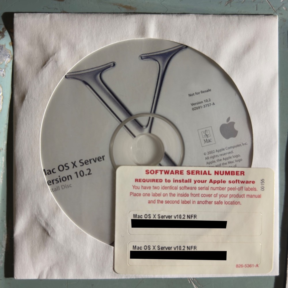 Apple Mac OS X Server 10.2 Jaguar NFR Complete, Mac OS 9 Netboot, WebObjects 5.1