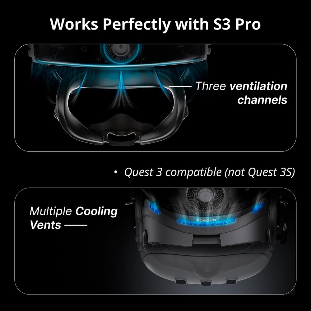 F3 Interface,with Quest 3, Cooling Cover with 3-Channel Ventilation, Adjustab...
