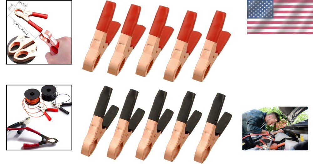 Durable Copper Plated Alligator Clips - Ideal for Electrical Testing, 10 Pack