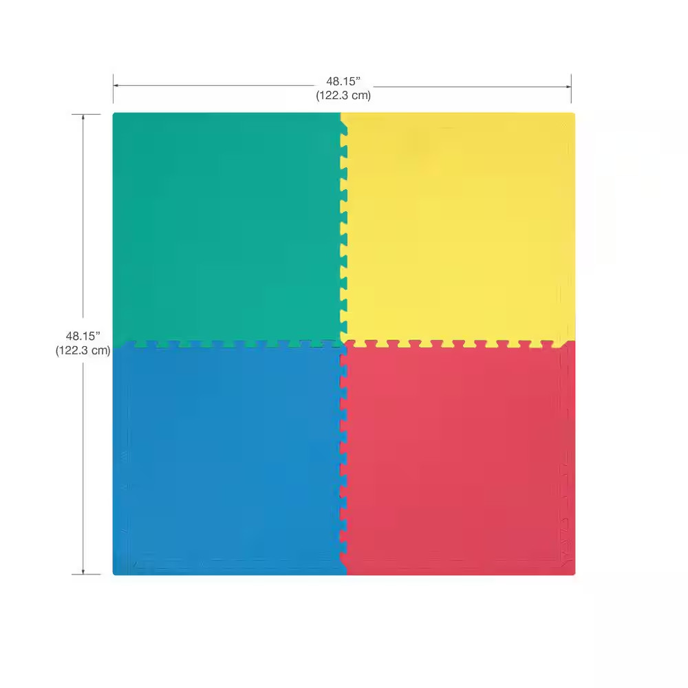Multi-Purpose 24 In. X 24 In. Interlocking Multi-Color Foam Flooring Recyclamat