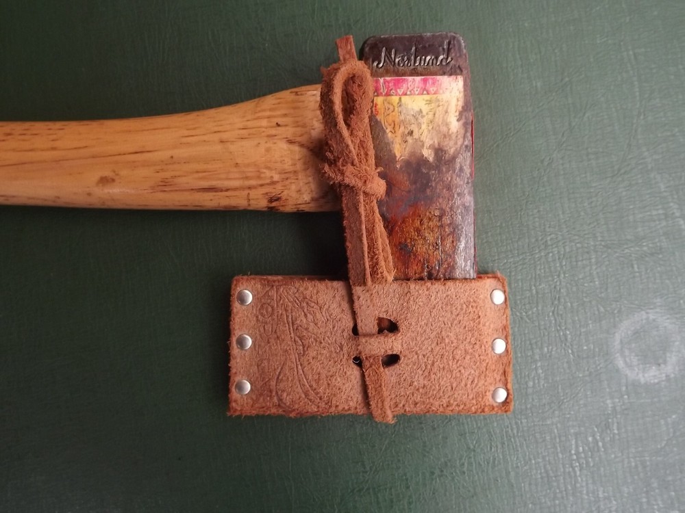 Vintage Small NORLUND Hatchet Axe & Leather Sheath