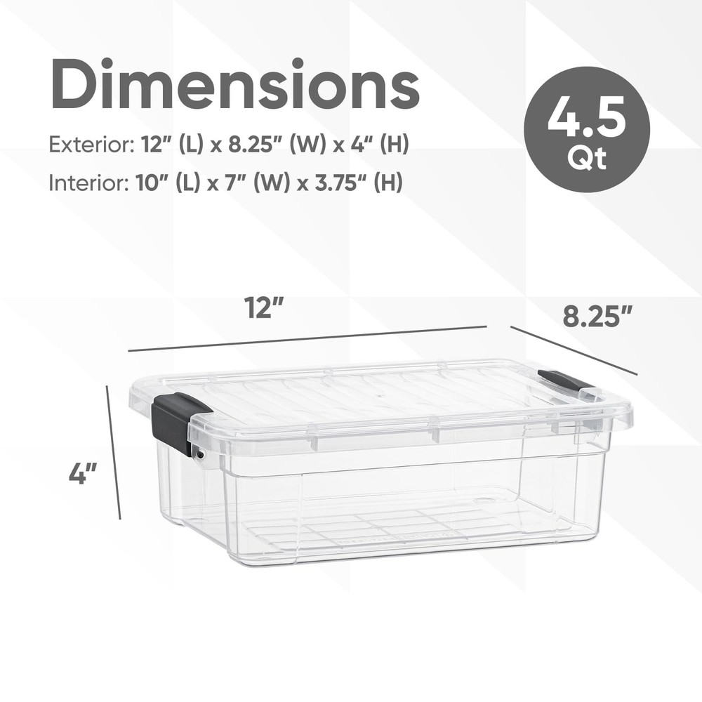 Superio 4.5 Quart Clear Storage Bin Stackable Lightweight Upgraded Design