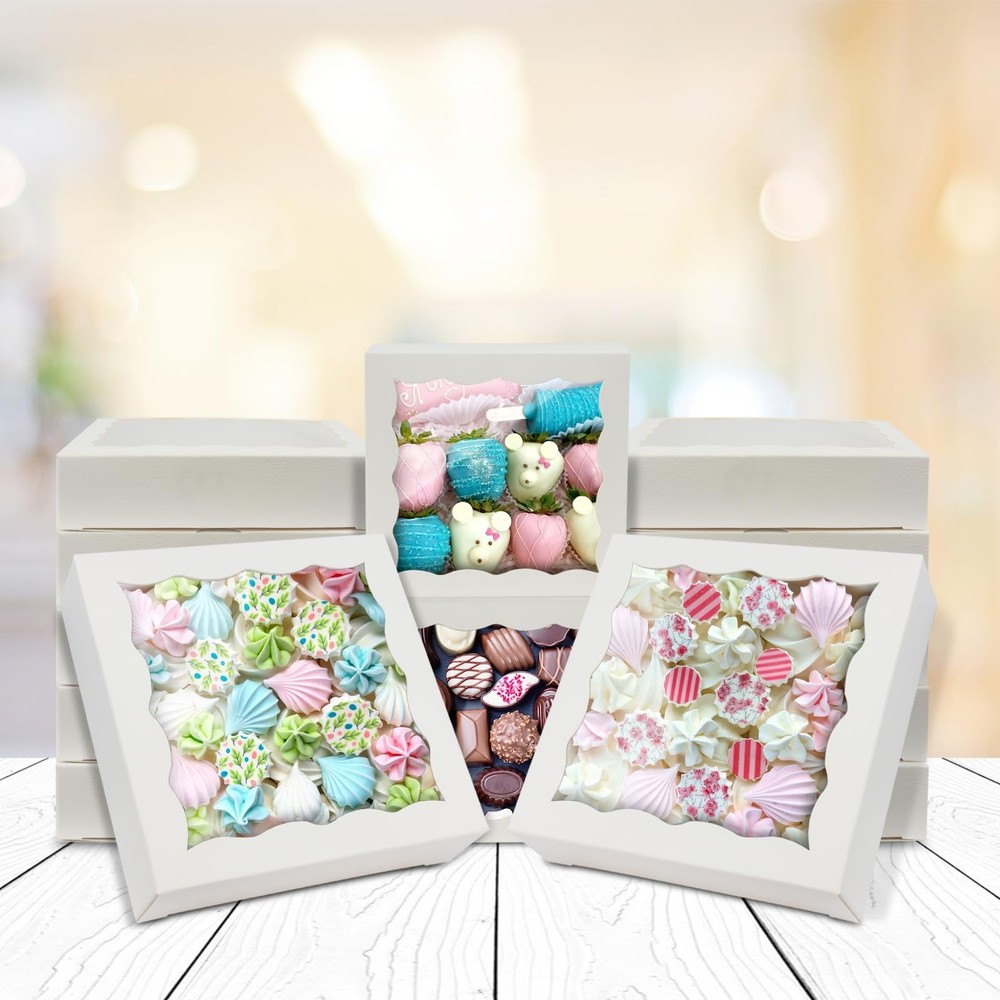 100pcs Individual Cookie Boxes 4.5" x 4.5" x 1.2" Inch Small Gift Boxes Mini ...
