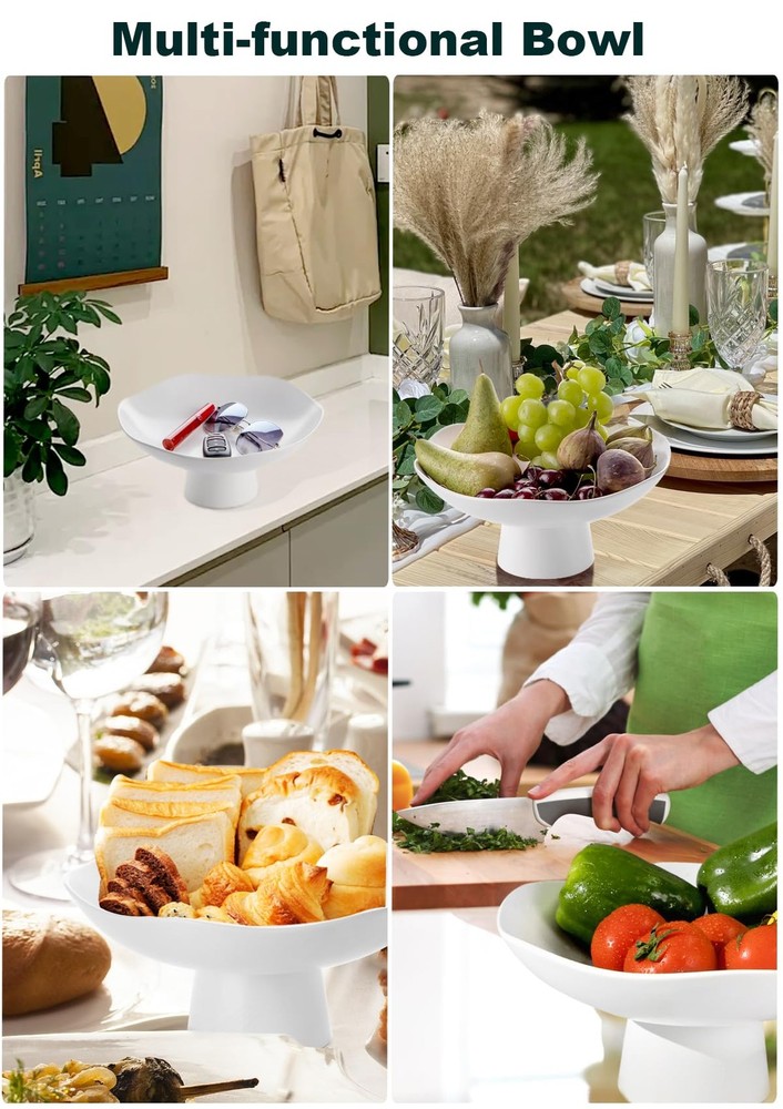 Ceramic Fruit Bowl for Kitchen Counter, Modern Fruit and Bread Basket Stand,1...