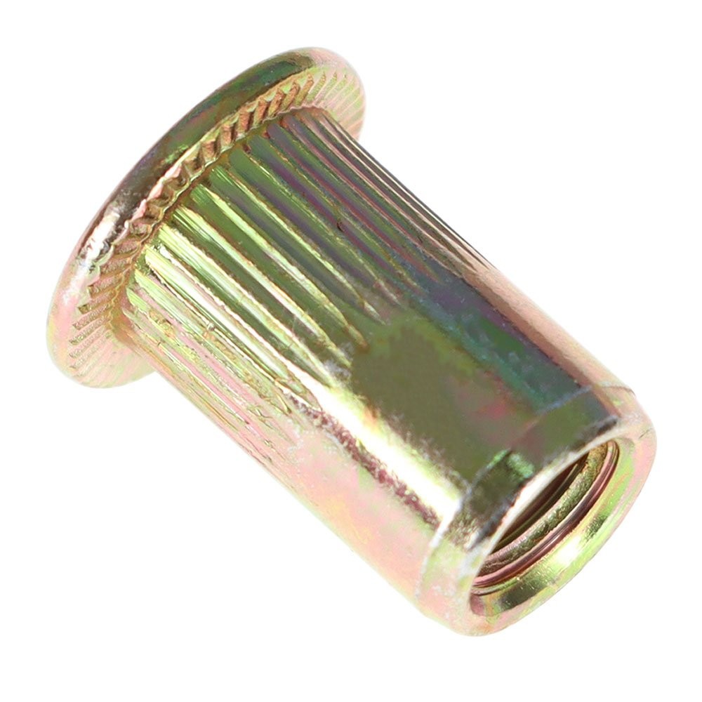 M6 Metric Carbon Steel Rivet Nut Flat Head Threaded Insert Nutsert 100 Pack