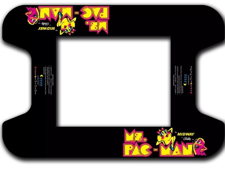 Ms Pac Man Arcade Cocktail Underlay Artwork Sticker Decal