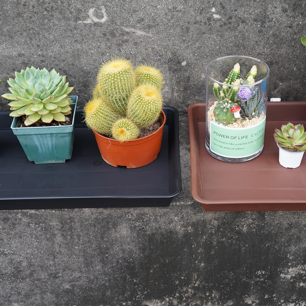 Plant Saucer Growing Tray, Seed Starter Tray Rectangular, Heavy Sturdy Plastic P