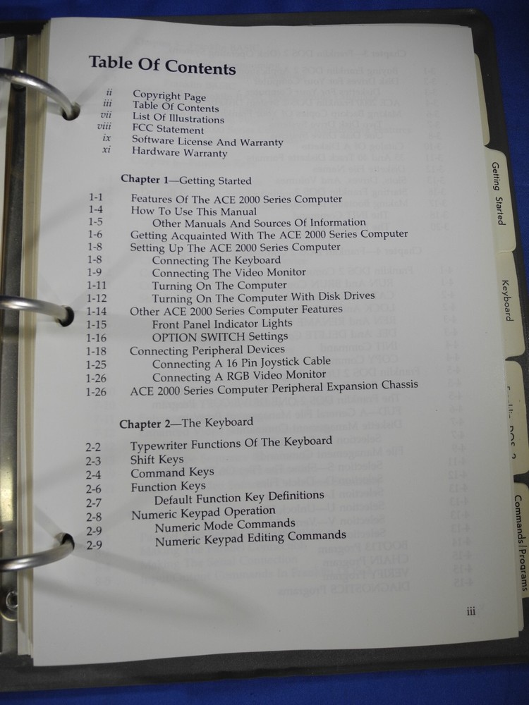 Vintage Computer Franklin ACE 2000, 2100, 2200 User Reference Manual