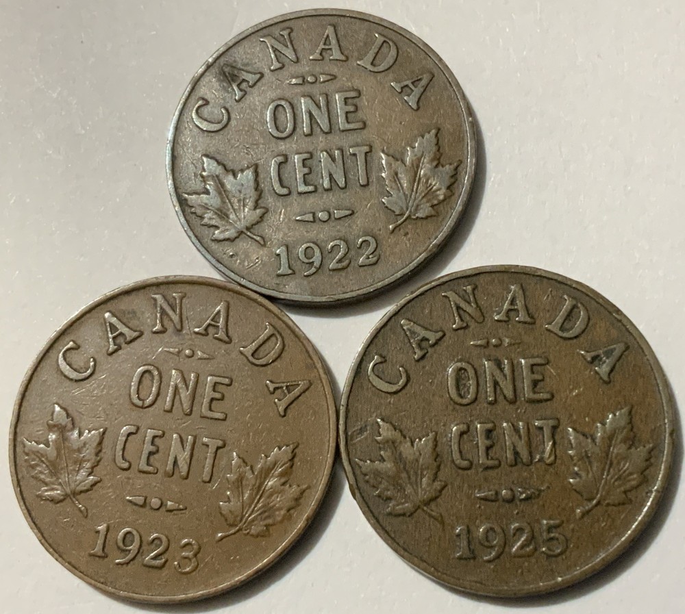 1922 1923 1925 Canada Small Cent BROWN