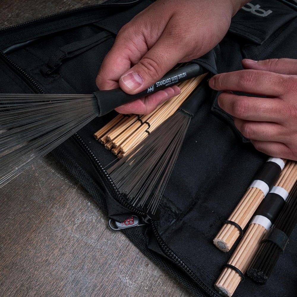 Heavy-Duty Drumstick and Accessory Bag with Adjustable Shoulder Strap - Black