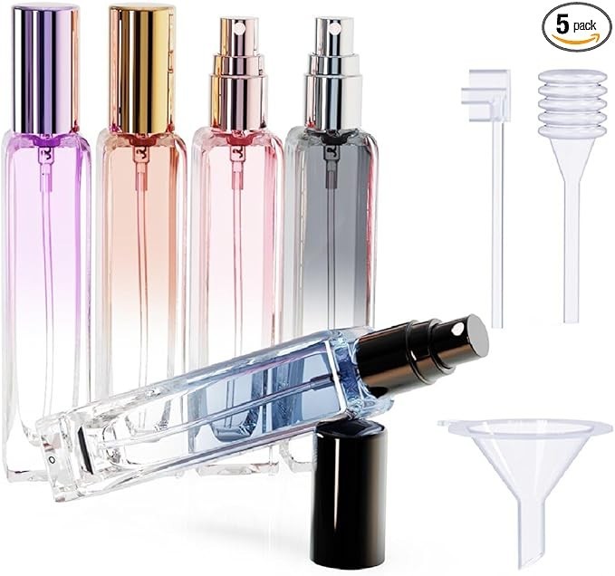 5PCS 10ml Refillable Travel Perfume Atomizer Bottles,Mini Empty Colorful Cologne