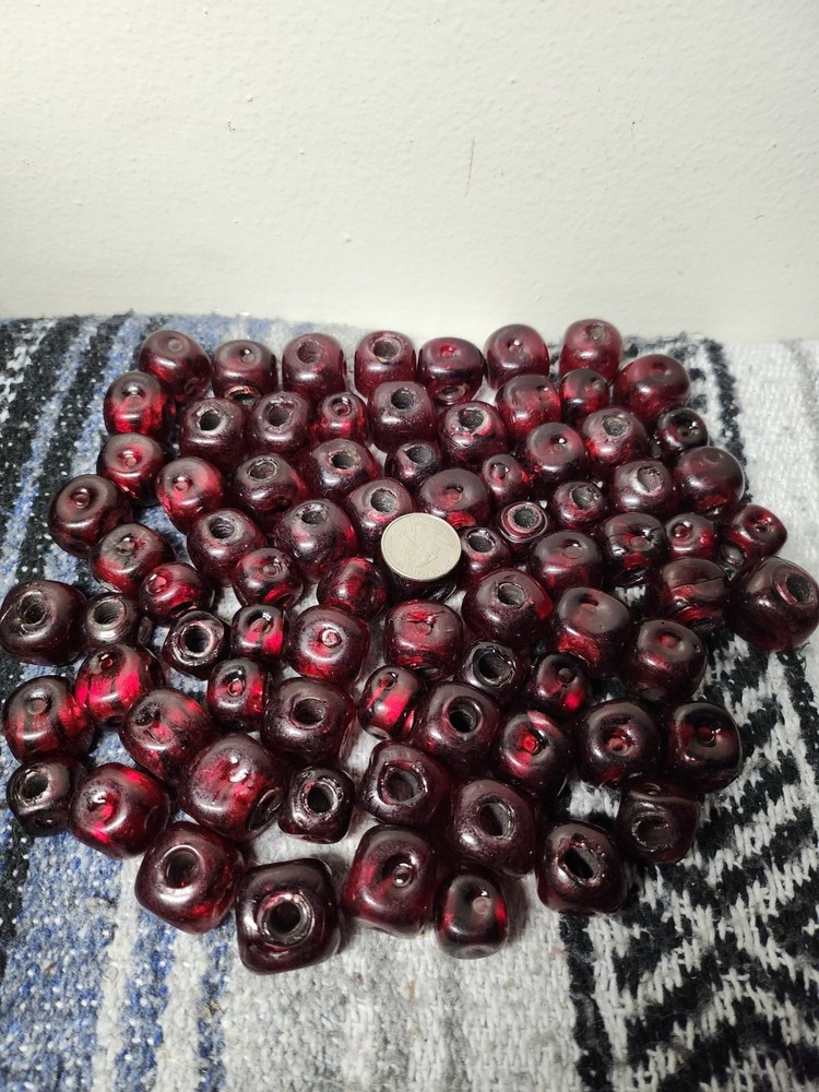 Antique Vintage Glass Beads Large Pre-owned