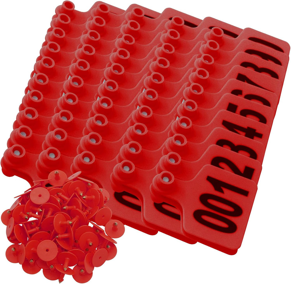 100PCS Cattle Ear Tags Numbered 001-100,Plastic Livestock Ear Tags