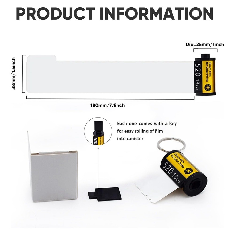 8 Pack Sublimation Memory Film Roll Keychain, Sided Sublimation Blank5487