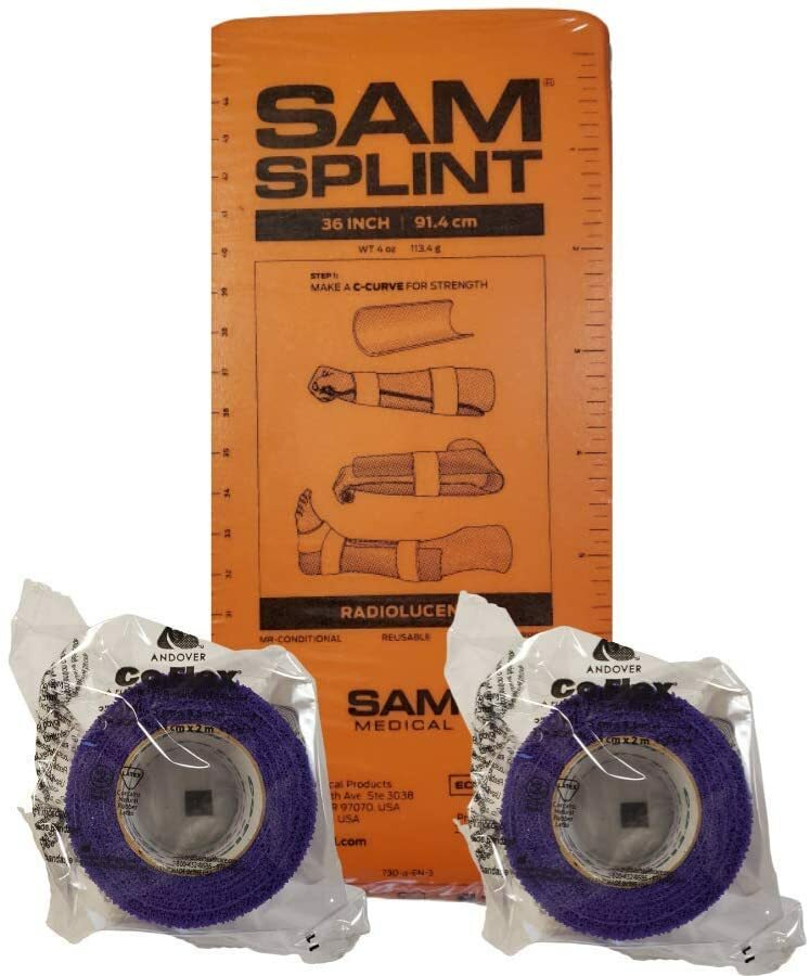 SAM Splint Kit - 36" Flat SAM Splints & 2" x 5yds Cohesive Wraps