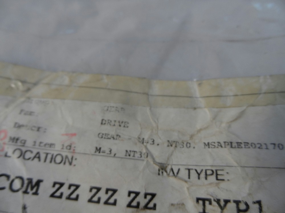 Gear M=3 NT30 MSAPLE02170 New 30 Teeth