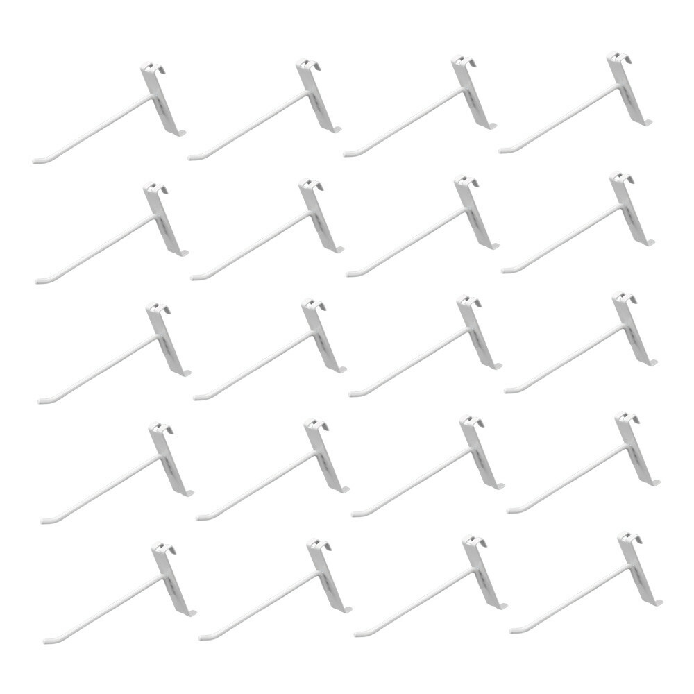 20 Pieces 6 Inch Gloss White Metal Wire Gridwall Hooks Panel Display Hanger