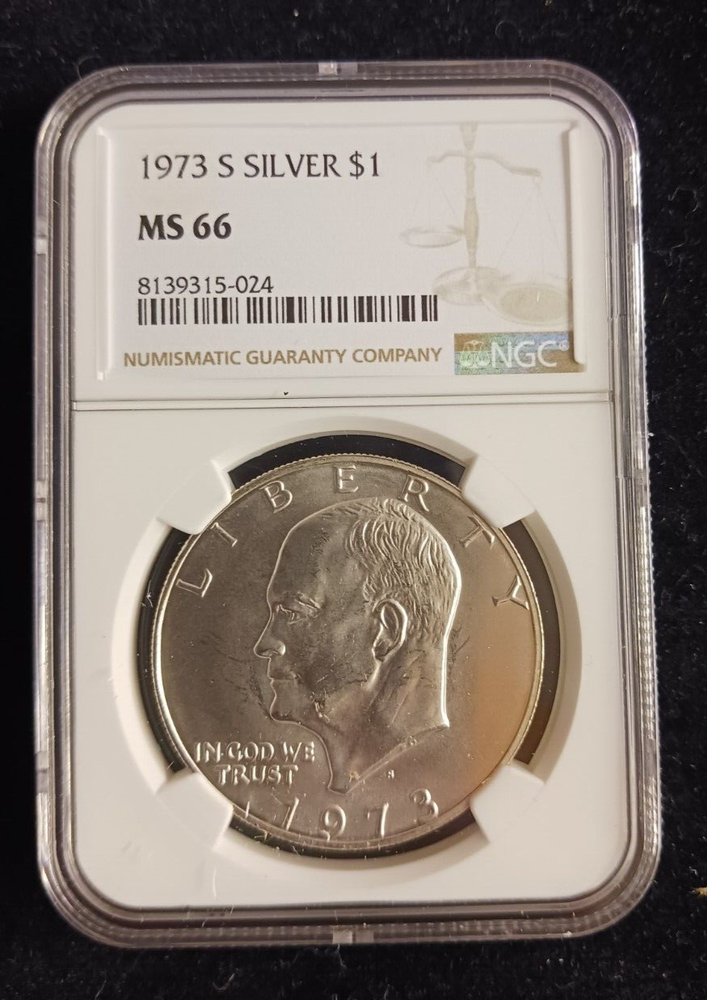 1973(S) Silver $1 NGC MS 66 Ike Dollar Coin
