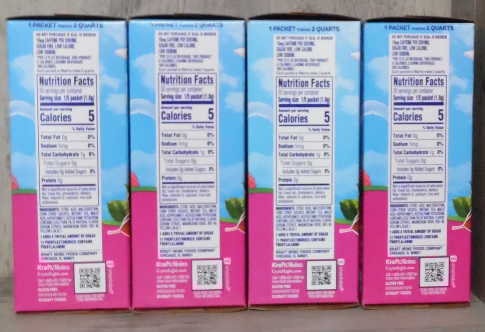 4 Crystal Light Raspberry Iced Tea Made with Black Tea Drink Mix 6 Pitcher Packs