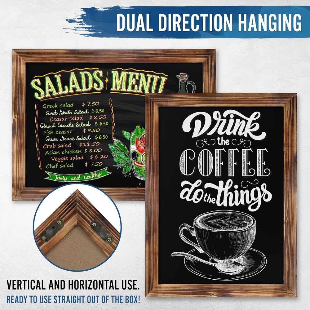 Creations 18" x 24" Torched Brown Solid Wood Frame Wall Chalkboard
