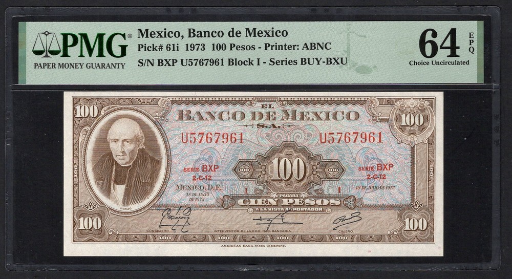 Mexico 100 Pesos 1973 P61i Uncirculated Grade 64