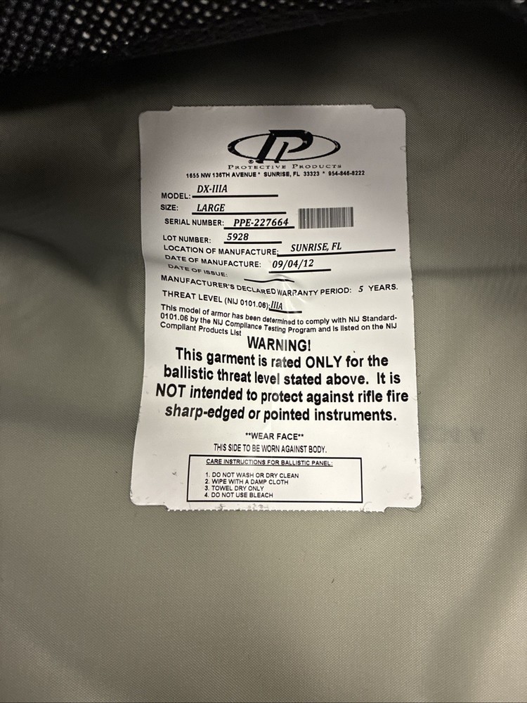 Protective Products Outer shell Carrier - Black - Large - READ DESCRIPTION