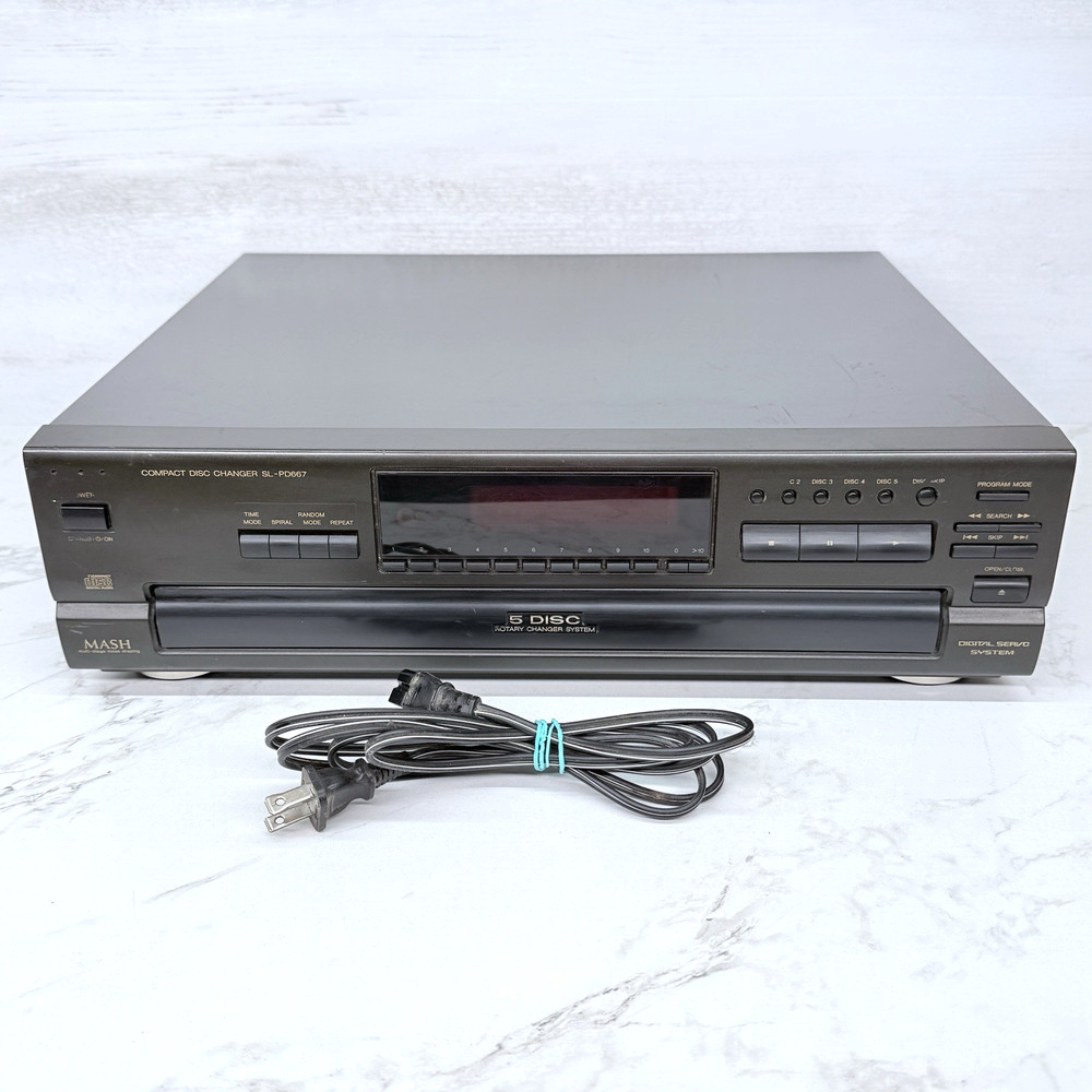 Technics SL-PD667 MASH 5 CD Disc Rotary Changer System Tested, Reads CDs Tested