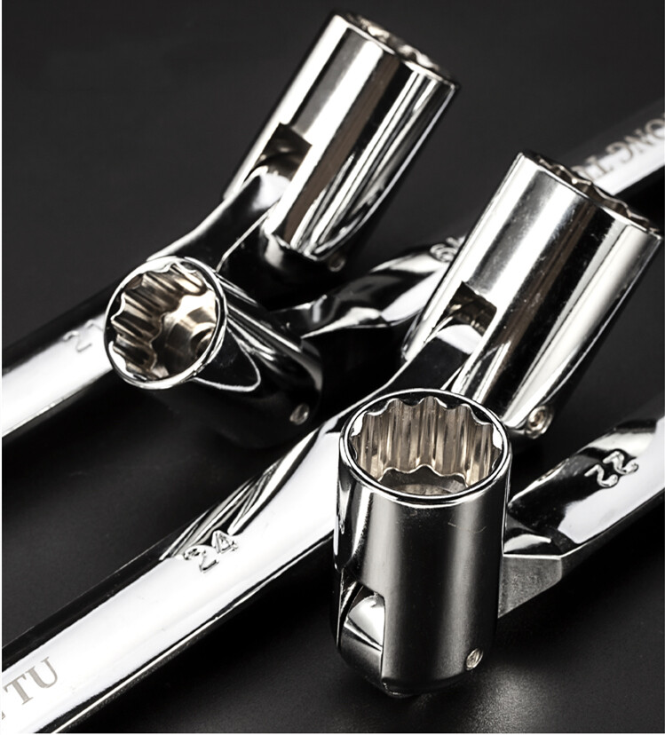 12-Point Flex Head Socket Wrench Metric Open End Spanner Hand Repair Tool