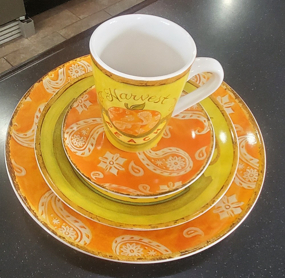 One) Vintage Oneida Ala Mode Collection 4pc Place Setting ~Peach~