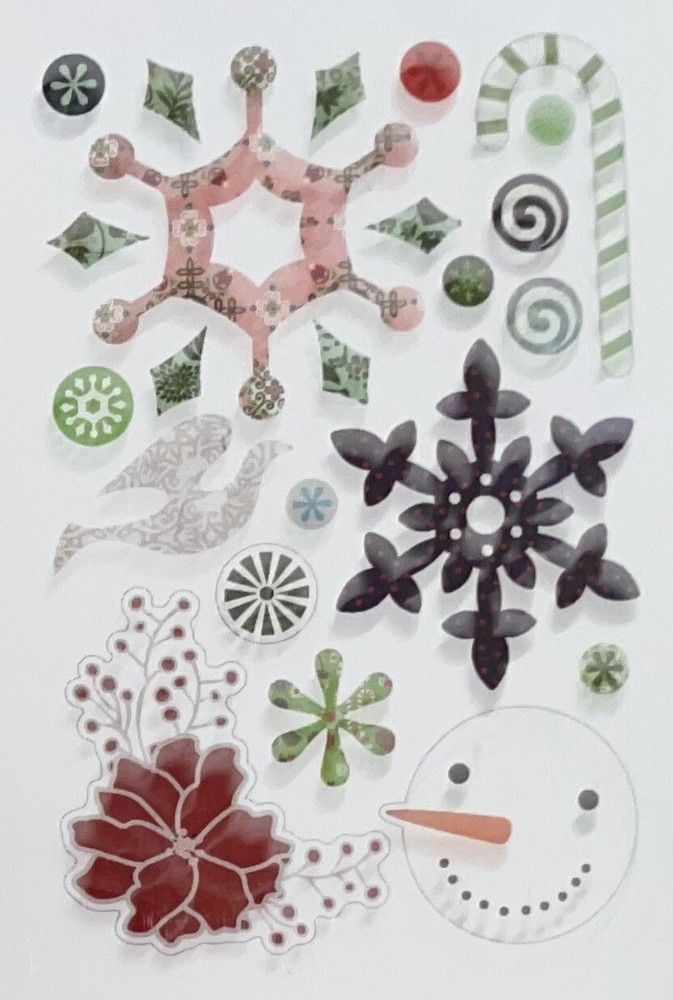 Basic Grey Designer Chipboard Christmas Glitter Real Thick Sticky Chip Sticker 4