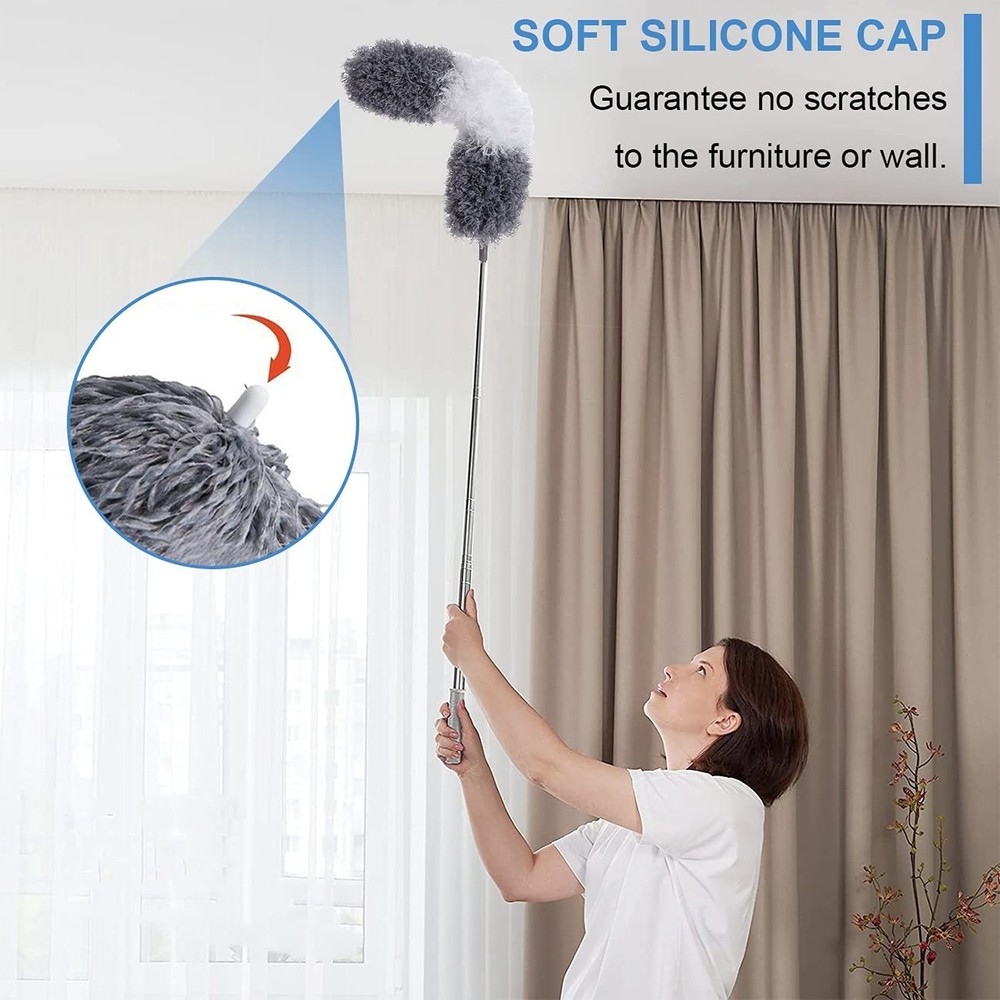 Microfiber Duster Kit for High Ceiling (6pcs), Extendable Dusters for Cleanin...