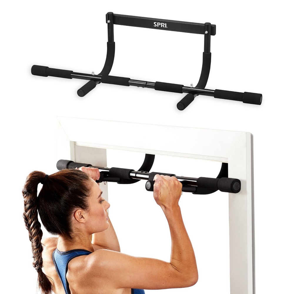 SPRI Pull Up Bar - 8-Grip Door Frame Mounting Pull-Up Bar for Versatile Worko...