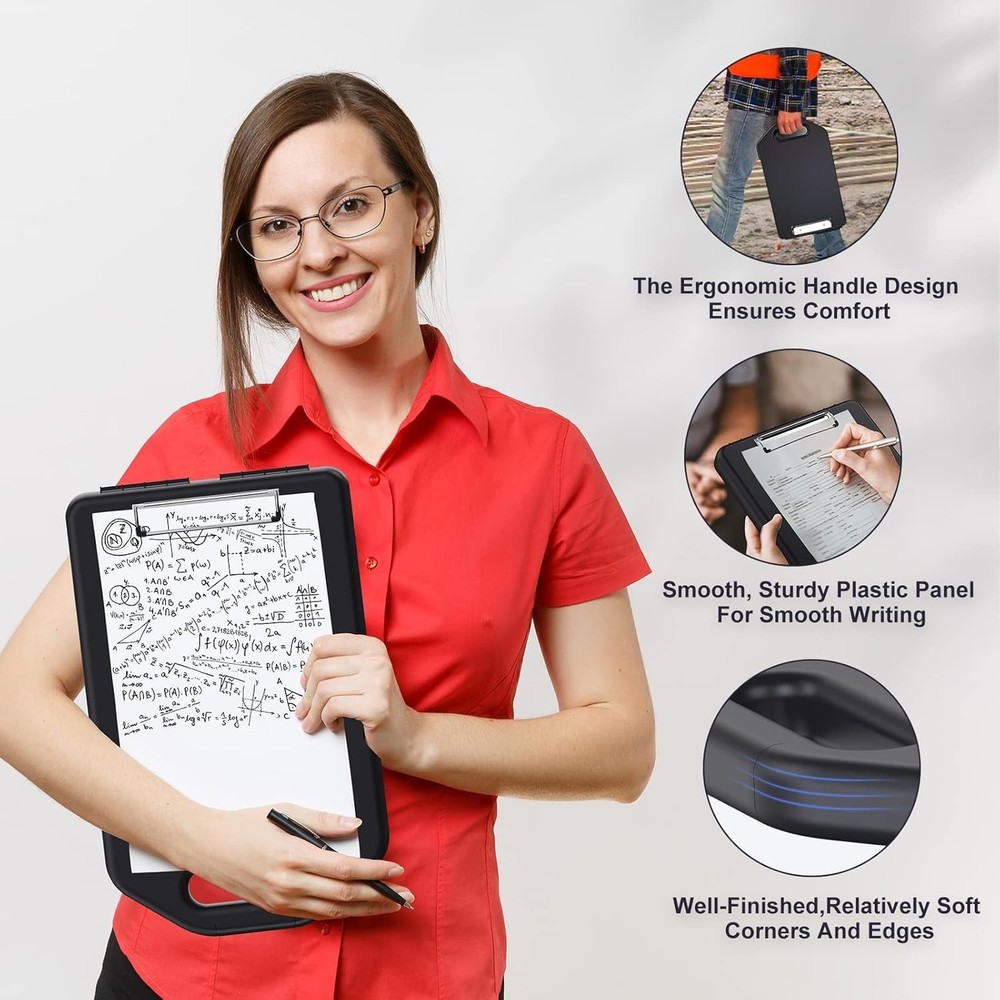 Storage Clipboard with Handle, Plastic Compartment Hold 200 Letter Sized Paper,H
