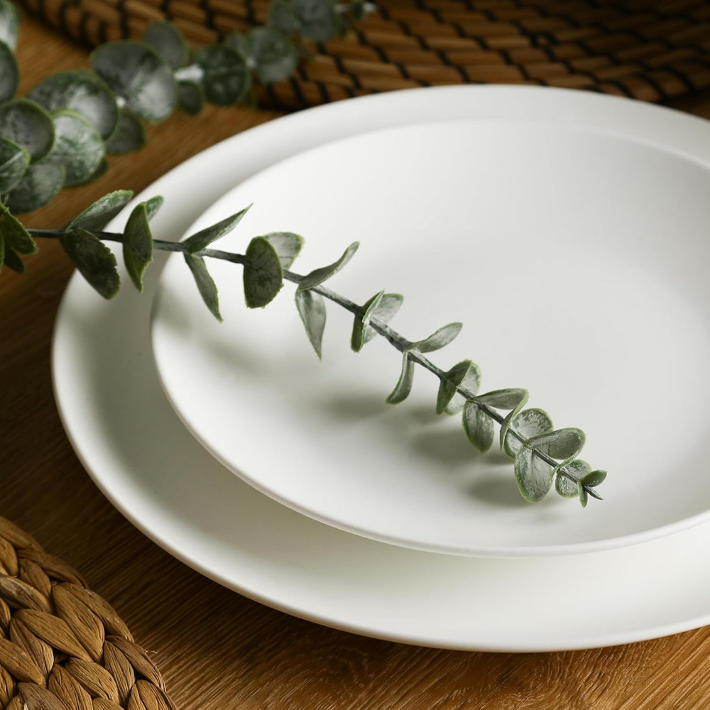 Taglio 12-Piece Dinnerware Set Bone China, Matte White