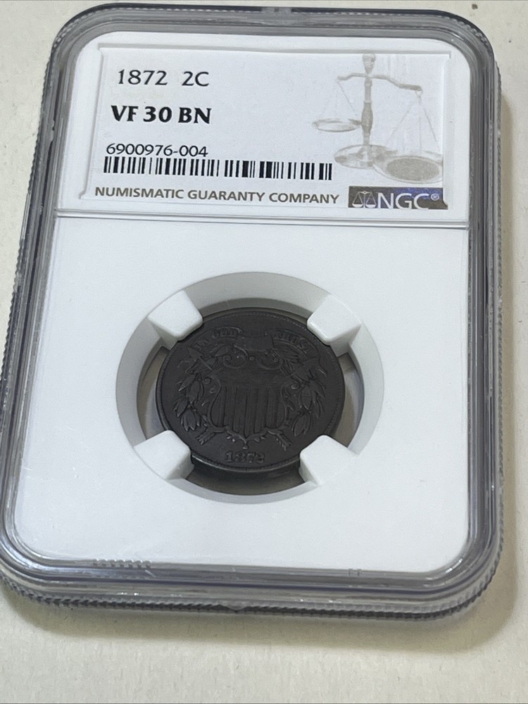 1872 Two Cent Piece VF-30 NGC Brown
