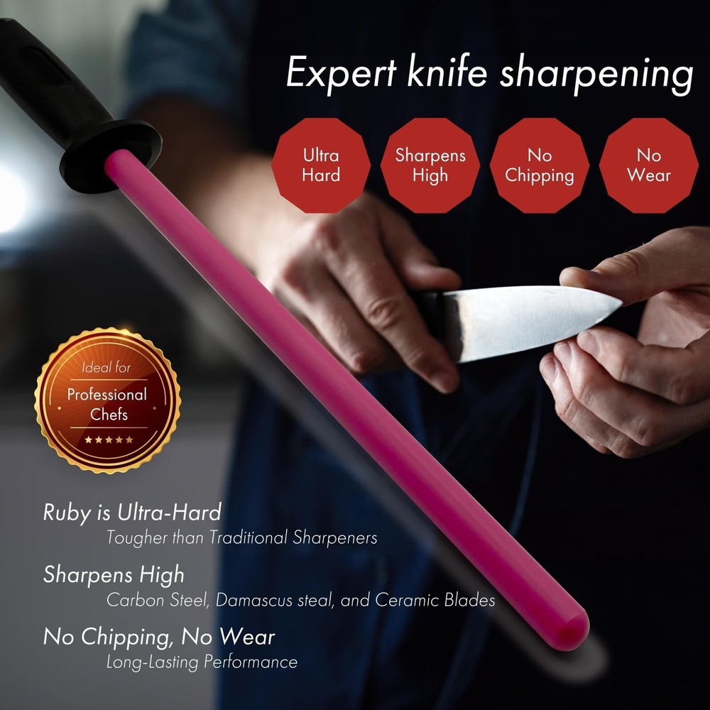 Ruby Sharpener Rod: Durable Knife Sharpener, Harder Than Steel Honi... Fast Ship