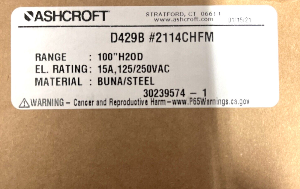 Ashcroft D429B #2114CHFM Differential Pressure Switch