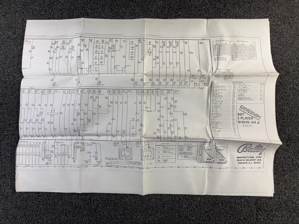 Bally Expressway Pinball Machine Game Manual Schematics