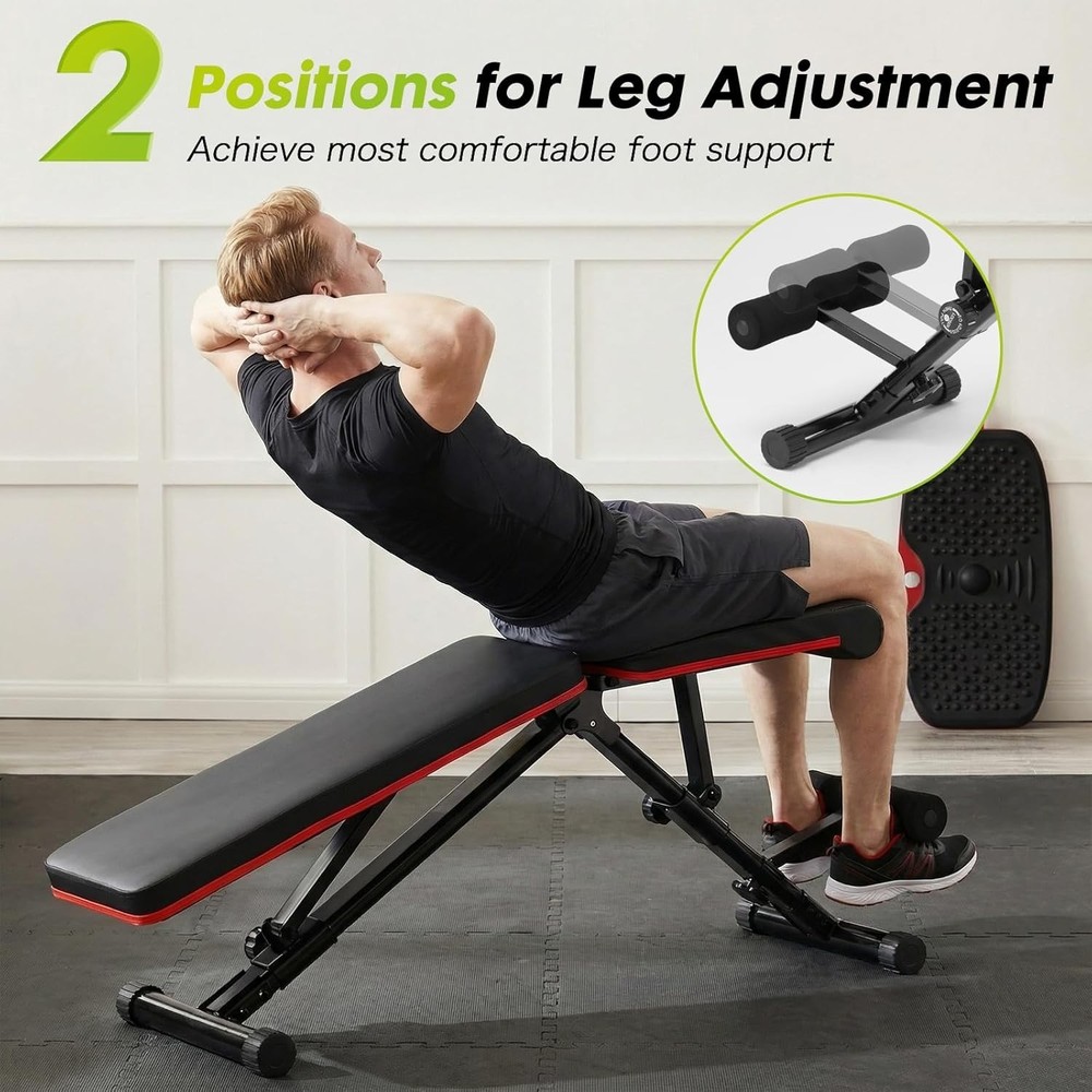 Adjustable Weight Bench Full Body Strength Training Foldable Workout Bench W/