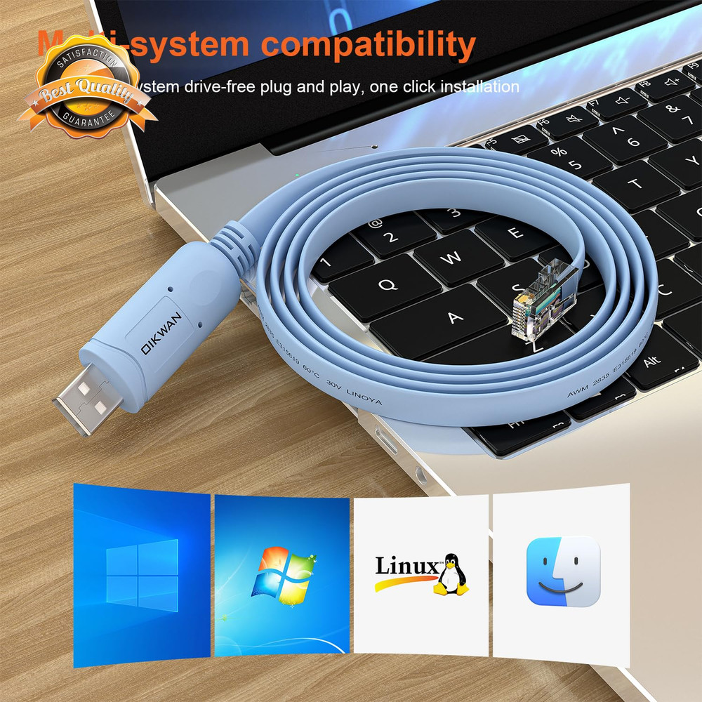 USB to RJ45 Console Cable for Router Switch Network 1.8M Blue