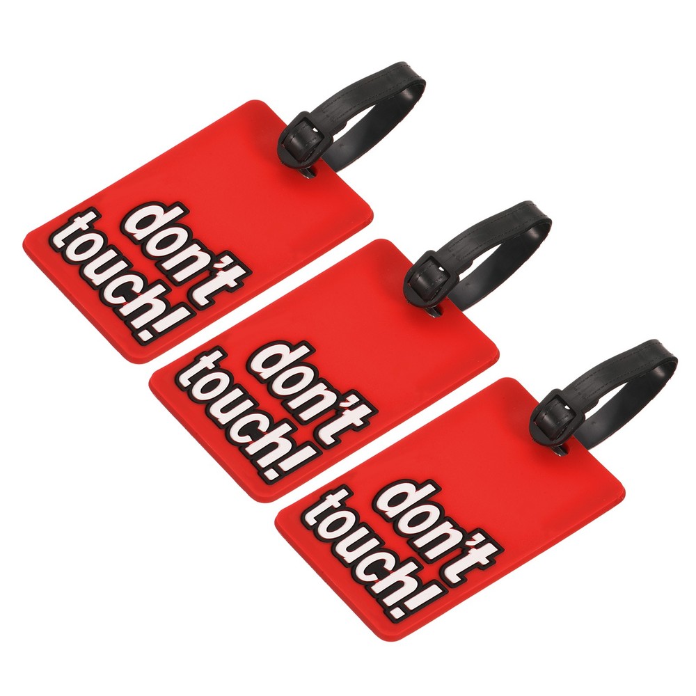 3Pcs PVC Luggage Tag Identifier Label, Don't Touch Pattern Red