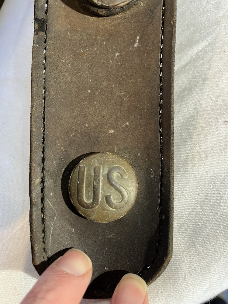 WWI U.S. Army McClellan Saddle Leather Girth / Surcingle Strap, WW1 Brass Snaps
