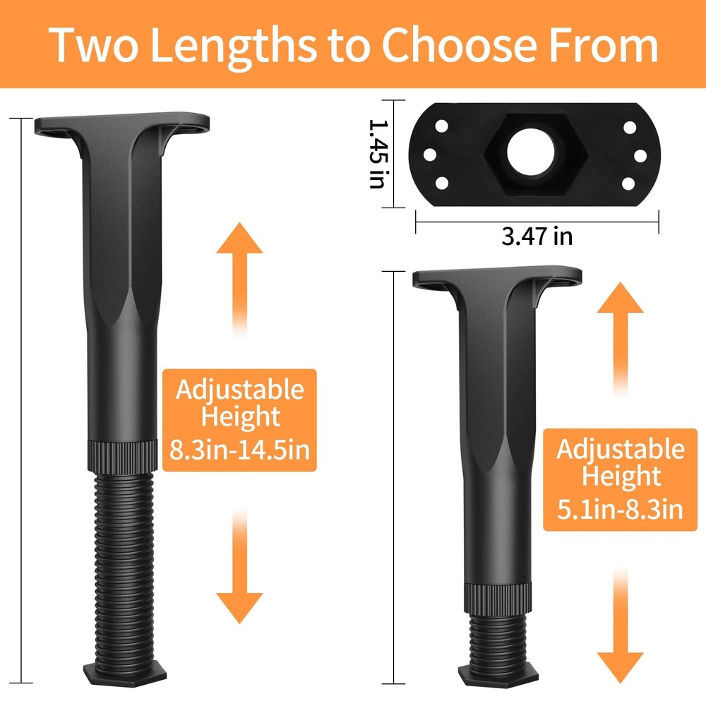 8PCS Adjustable Bed Support Legs Bed Frame Support Legs Adjustable Bed Legs f...